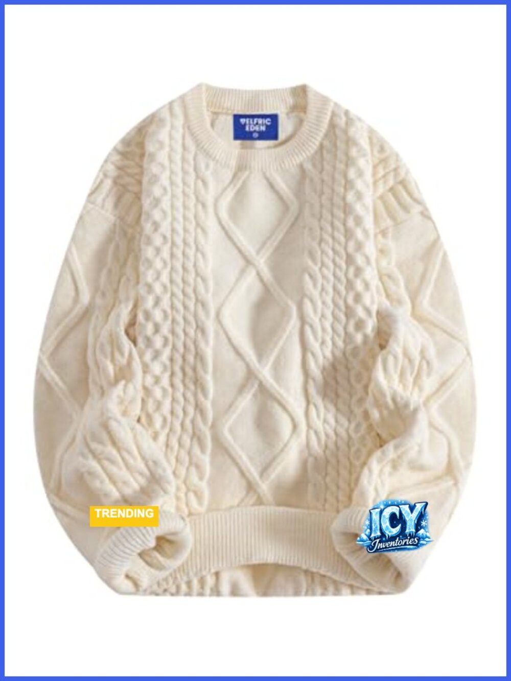 Oversized Knit Pullover Sweater - Soft Vintage Crewneck Long Sleeve